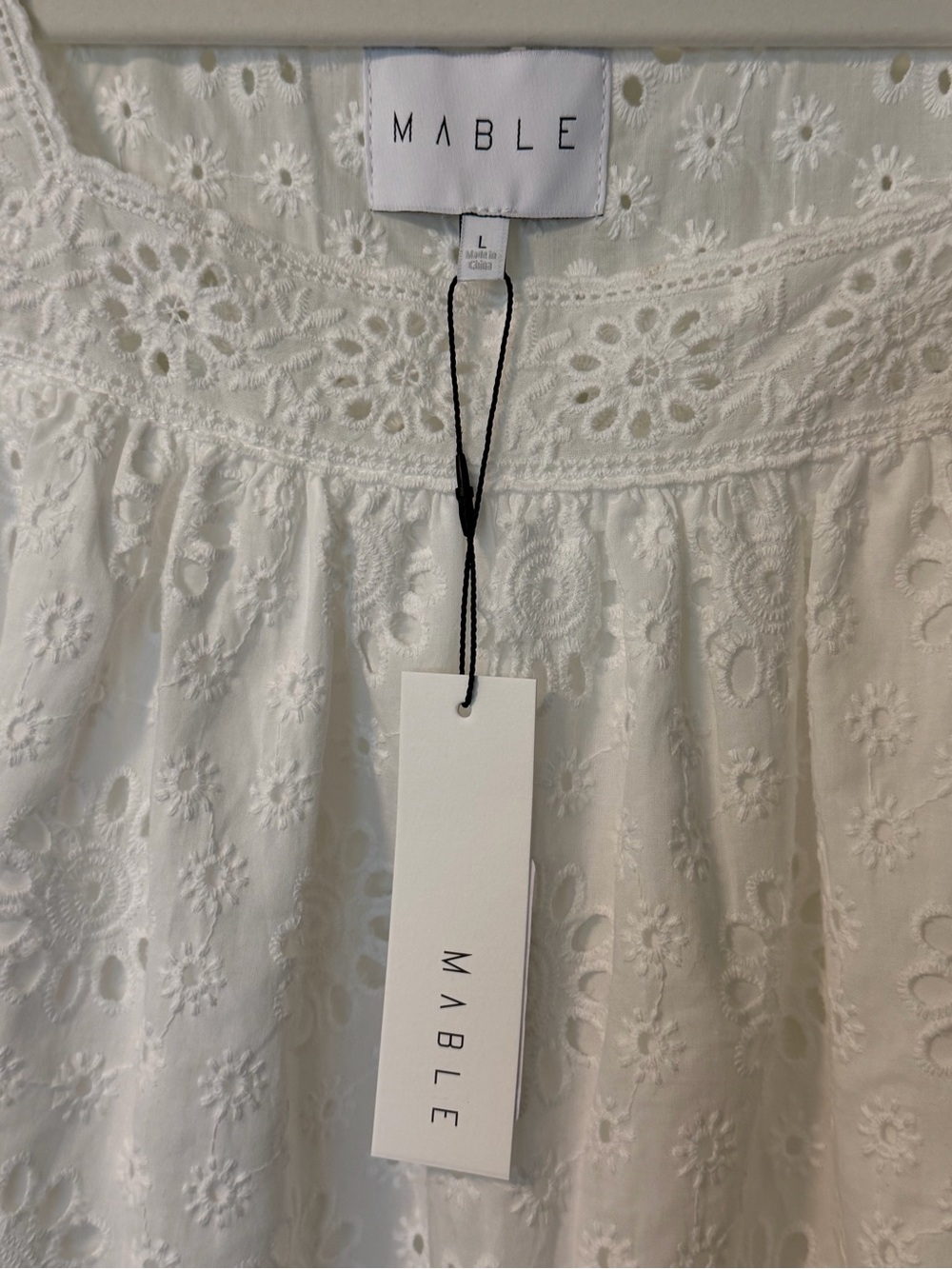 NEW Womens Emma Eyelet Top sz L white by Mable